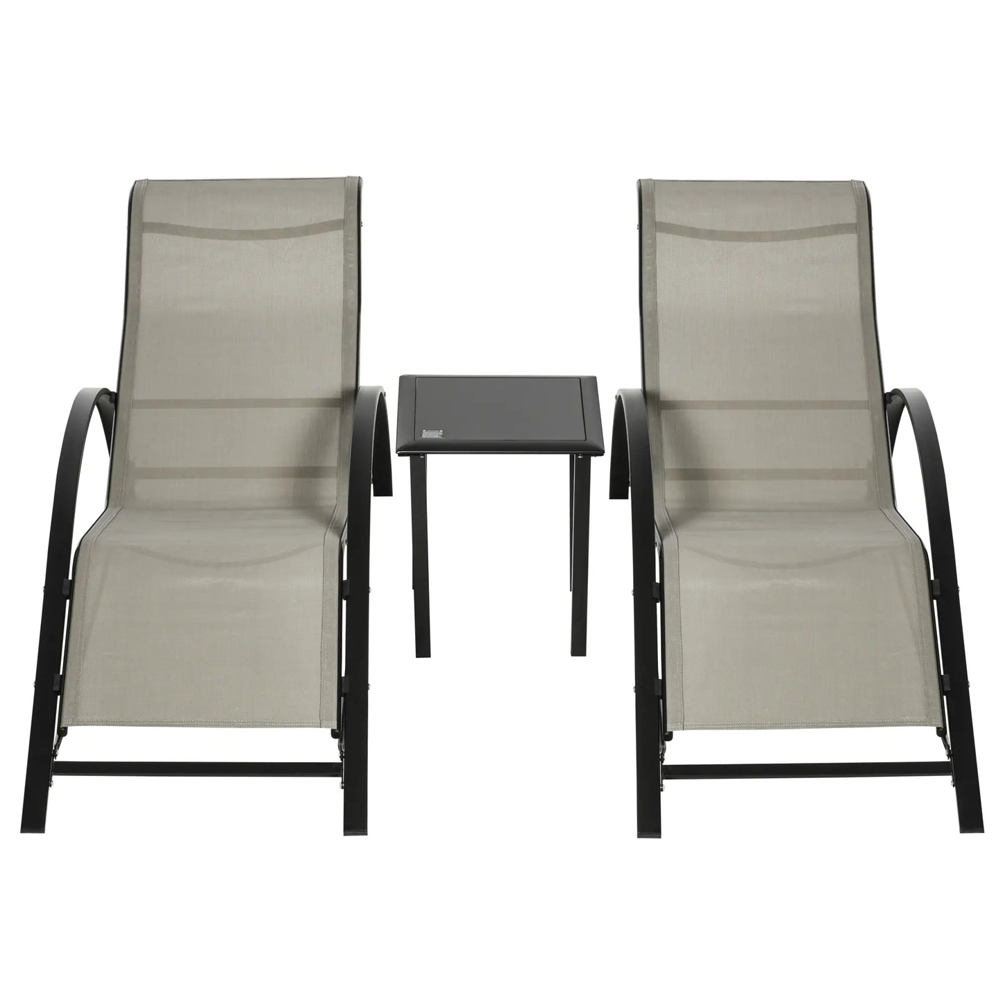 Elegantes 3-teiliges Lounge-Set – 2 ergonomische S-förmige Sonnenliegen mit Beistelltisch
