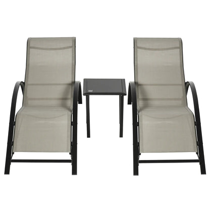 Elegantes 3-teiliges Lounge-Set – 2 ergonomische S-förmige Sonnenliegen mit Beistelltisch