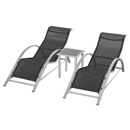 Elegantes 3-teiliges Lounge-Set – 2 ergonomische S-förmige Sonnenliegen mit Beistelltisch