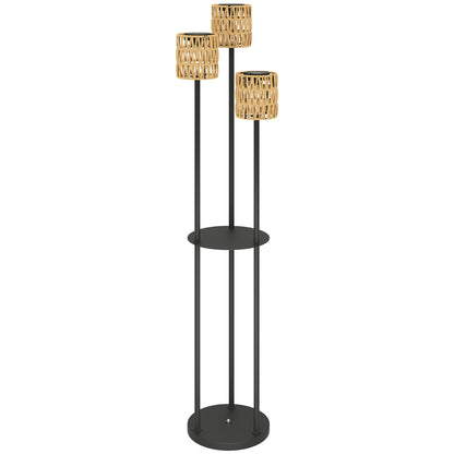 Elegante Solarbetriebene Gartenlampe aus Rattan mit Drei Lampenschirmen
