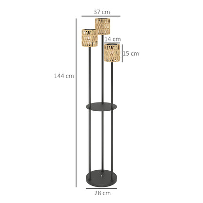 Elegante Solarbetriebene Gartenlampe aus Rattan mit Drei Lampenschirmen