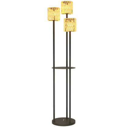 Elegante Solarbetriebene Gartenlampe aus Rattan mit Drei Lampenschirmen