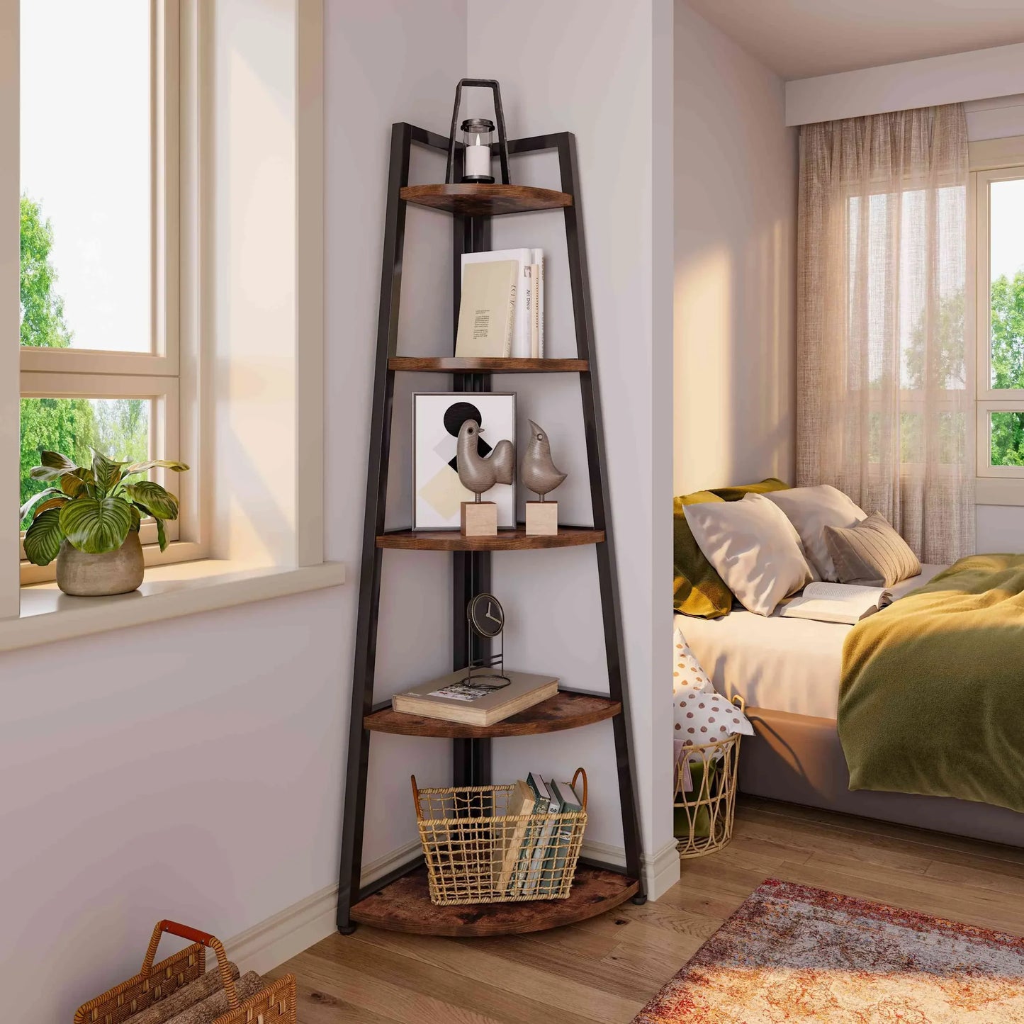 Elegantes Eckregal mit 5 Ablagen – Skandinavisches Design