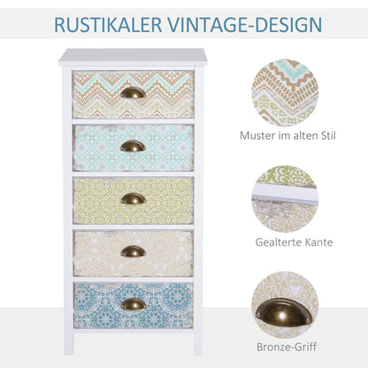 Vintage Kommode mit Gemusterten Fronten – 5 Schubladen