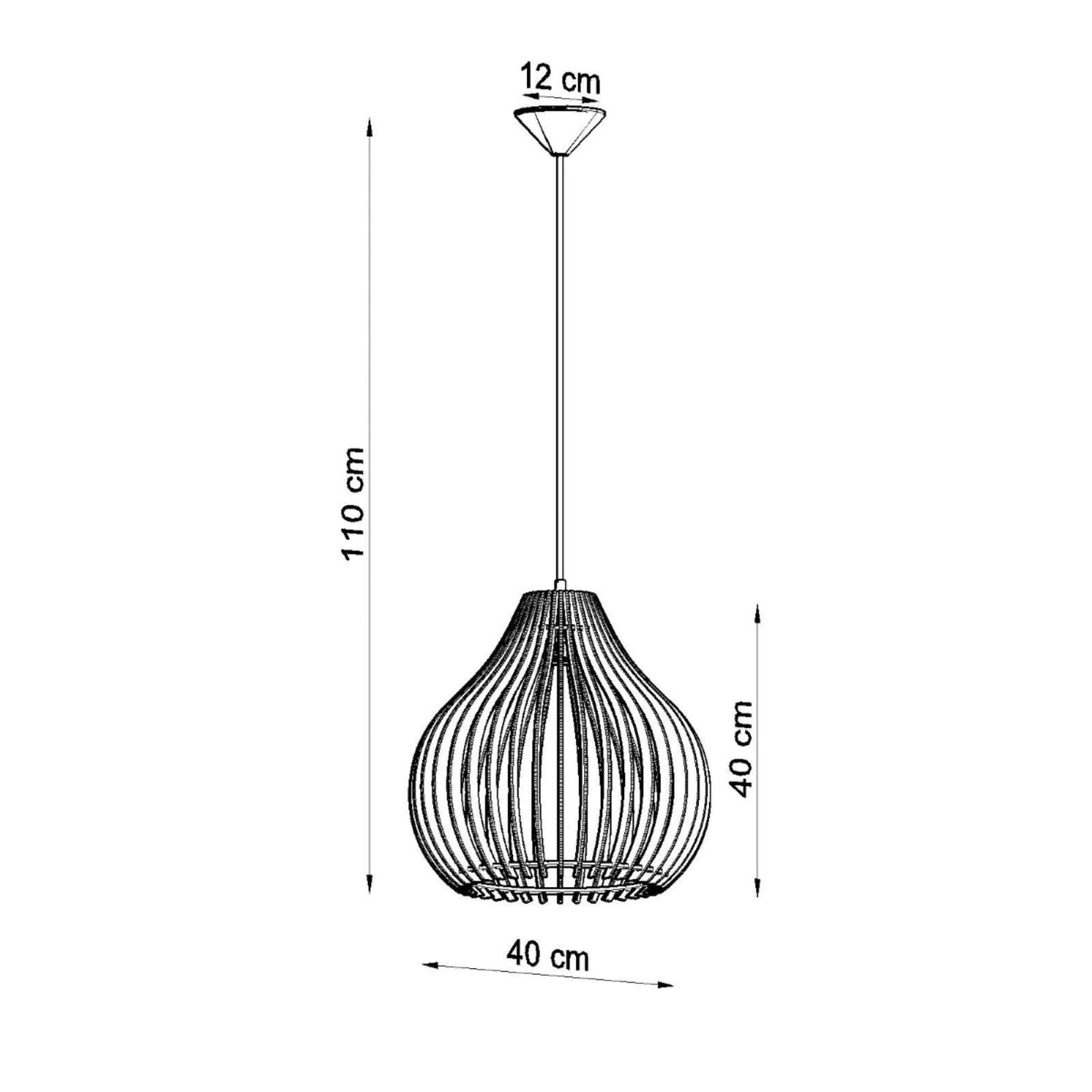 Elegante Deckenlampe aus Naturholz – Skulpturales Tropfenförmiges Design